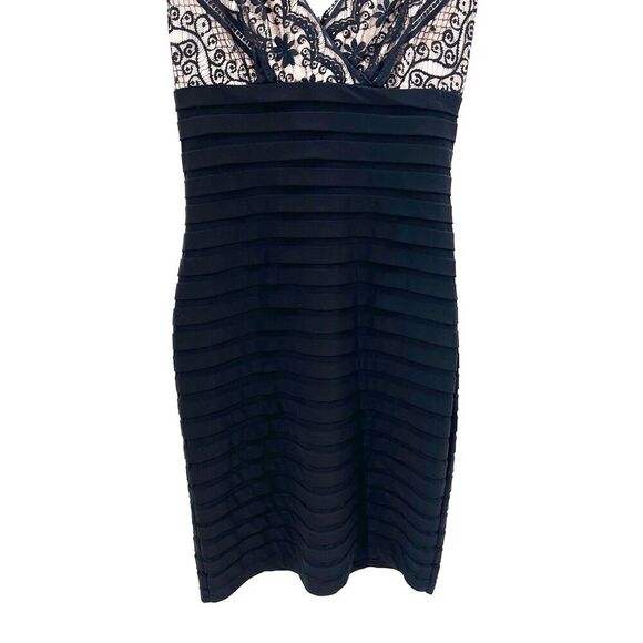 Adrianna Papell Black Lace Sleeveless Layered Evening Bodycon Dress - Picture 3 of 8
